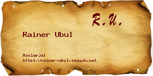 Rainer Ubul névjegykártya